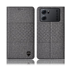 Coque Clapet Portefeuille Livre Tissu H12P pour Oppo K10 5G Gris