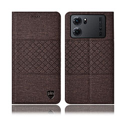 Coque Clapet Portefeuille Livre Tissu H12P pour Oppo K10 5G Marron