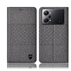 Coque Clapet Portefeuille Livre Tissu H12P pour Oppo K10 Pro 5G Gris