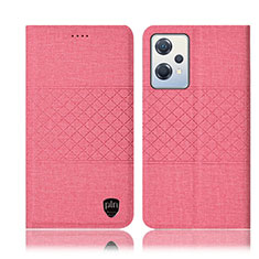 Coque Clapet Portefeuille Livre Tissu H12P pour Oppo K10X 5G Rose