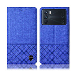 Coque Clapet Portefeuille Livre Tissu H12P pour Oppo K9 Pro 5G Bleu