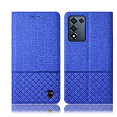 Coque Clapet Portefeuille Livre Tissu H12P pour Oppo K9S 5G Bleu