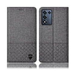 Coque Clapet Portefeuille Livre Tissu H12P pour Oppo K9S 5G Gris