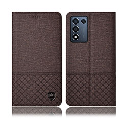 Coque Clapet Portefeuille Livre Tissu H12P pour Oppo K9S 5G Marron