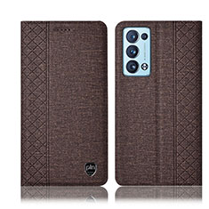 Coque Clapet Portefeuille Livre Tissu H12P pour Oppo Reno6 Pro 5G Marron