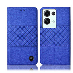 Coque Clapet Portefeuille Livre Tissu H12P pour Oppo Reno8 Pro+ Plus 5G Bleu