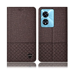 Coque Clapet Portefeuille Livre Tissu H12P pour Oppo Reno8 T 5G Marron