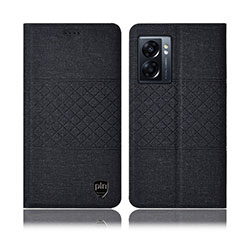 Coque Clapet Portefeuille Livre Tissu H12P pour Realme V23i 5G Noir