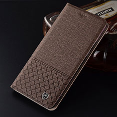 Coque Clapet Portefeuille Livre Tissu H12P pour Samsung Galaxy Note 10 Lite Marron