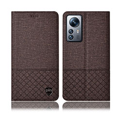 Coque Clapet Portefeuille Livre Tissu H12P pour Xiaomi Mi 12 5G Marron