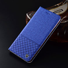 Coque Clapet Portefeuille Livre Tissu H12P pour Xiaomi Poco F3 5G Bleu