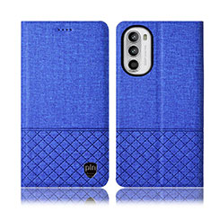 Coque Clapet Portefeuille Livre Tissu H13P pour Motorola Moto Edge (2022) 5G Bleu