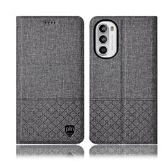 Coque Clapet Portefeuille Livre Tissu H13P pour Motorola Moto Edge (2022) 5G Gris