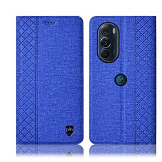 Coque Clapet Portefeuille Livre Tissu H13P pour Motorola Moto Edge 30 Pro 5G Bleu