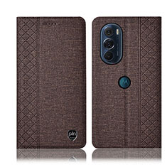 Coque Clapet Portefeuille Livre Tissu H13P pour Motorola Moto Edge 30 Pro 5G Marron