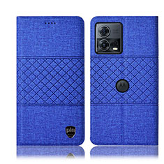 Coque Clapet Portefeuille Livre Tissu H13P pour Motorola Moto Edge S30 Pro 5G Bleu