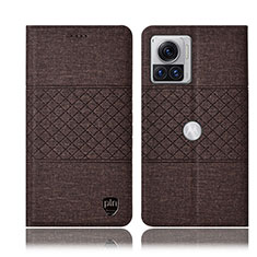 Coque Clapet Portefeuille Livre Tissu H13P pour Motorola Moto Edge X30 Pro 5G Marron