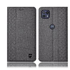 Coque Clapet Portefeuille Livre Tissu H13P pour Motorola Moto G50 5G Gris