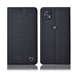 Coque Clapet Portefeuille Livre Tissu H13P pour Motorola Moto G50 5G Noir