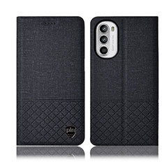 Coque Clapet Portefeuille Livre Tissu H13P pour Motorola MOTO G52 Noir