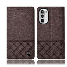 Coque Clapet Portefeuille Livre Tissu H13P pour Motorola Moto G71s 5G Marron