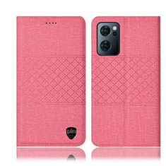 Coque Clapet Portefeuille Livre Tissu H13P pour OnePlus Nord CE 2 5G Rose