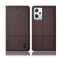 Coque Clapet Portefeuille Livre Tissu H13P pour OnePlus Nord CE 2 Lite 5G Marron