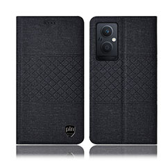 Coque Clapet Portefeuille Livre Tissu H13P pour OnePlus Nord N20 5G Noir