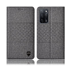 Coque Clapet Portefeuille Livre Tissu H13P pour Oppo A53s 5G Gris