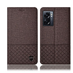 Coque Clapet Portefeuille Livre Tissu H13P pour Oppo A57 5G Marron