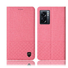 Coque Clapet Portefeuille Livre Tissu H13P pour Oppo A57 5G Rose