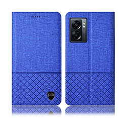 Coque Clapet Portefeuille Livre Tissu H13P pour Oppo A77 5G Bleu