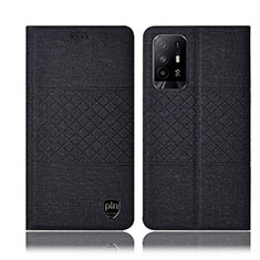 Coque Clapet Portefeuille Livre Tissu H13P pour Oppo A94 5G Noir