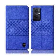 Coque Clapet Portefeuille Livre Tissu H13P pour Oppo F21 Pro 5G Bleu