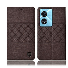 Coque Clapet Portefeuille Livre Tissu H13P pour Oppo F23 5G Marron