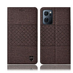 Coque Clapet Portefeuille Livre Tissu H13P pour Oppo Find X5 Lite 5G Marron