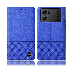 Coque Clapet Portefeuille Livre Tissu H13P pour Oppo K10 5G Bleu