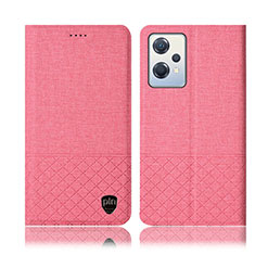 Coque Clapet Portefeuille Livre Tissu H13P pour Oppo K10X 5G Rose