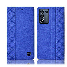 Coque Clapet Portefeuille Livre Tissu H13P pour Oppo K9S 5G Bleu