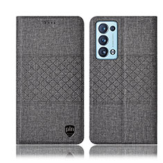 Coque Clapet Portefeuille Livre Tissu H13P pour Oppo Reno6 Pro 5G Gris