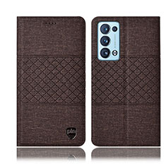 Coque Clapet Portefeuille Livre Tissu H13P pour Oppo Reno6 Pro 5G Marron