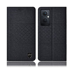 Coque Clapet Portefeuille Livre Tissu H13P pour Oppo Reno7 Lite 5G Noir