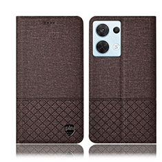 Coque Clapet Portefeuille Livre Tissu H13P pour Oppo Reno8 5G Marron