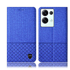 Coque Clapet Portefeuille Livre Tissu H13P pour Oppo Reno8 Pro 5G Bleu