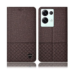 Coque Clapet Portefeuille Livre Tissu H13P pour Oppo Reno8 Pro 5G Marron