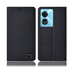 Coque Clapet Portefeuille Livre Tissu H13P pour Oppo Reno8 T 5G Noir