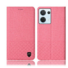 Coque Clapet Portefeuille Livre Tissu H13P pour Oppo Reno9 5G Rose