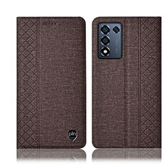 Coque Clapet Portefeuille Livre Tissu H13P pour Realme Q3s 5G Marron