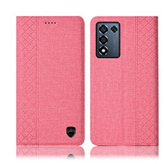 Coque Clapet Portefeuille Livre Tissu H13P pour Realme Q3s 5G Rose