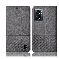 Coque Clapet Portefeuille Livre Tissu H13P pour Realme Q5i 5G Gris